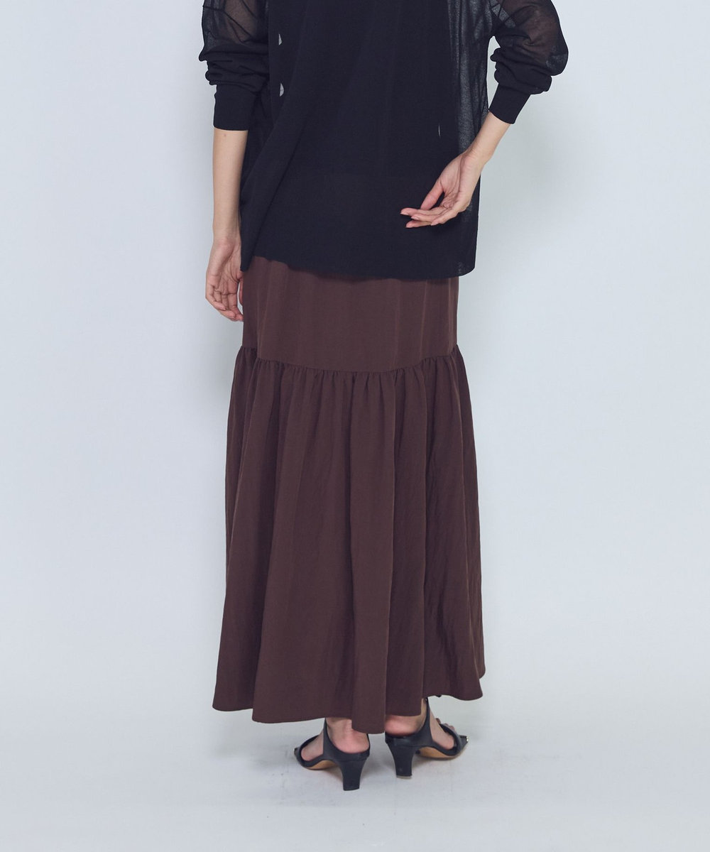 1er Arrondissement フィブリルポプリンティアードスカート ブラウン