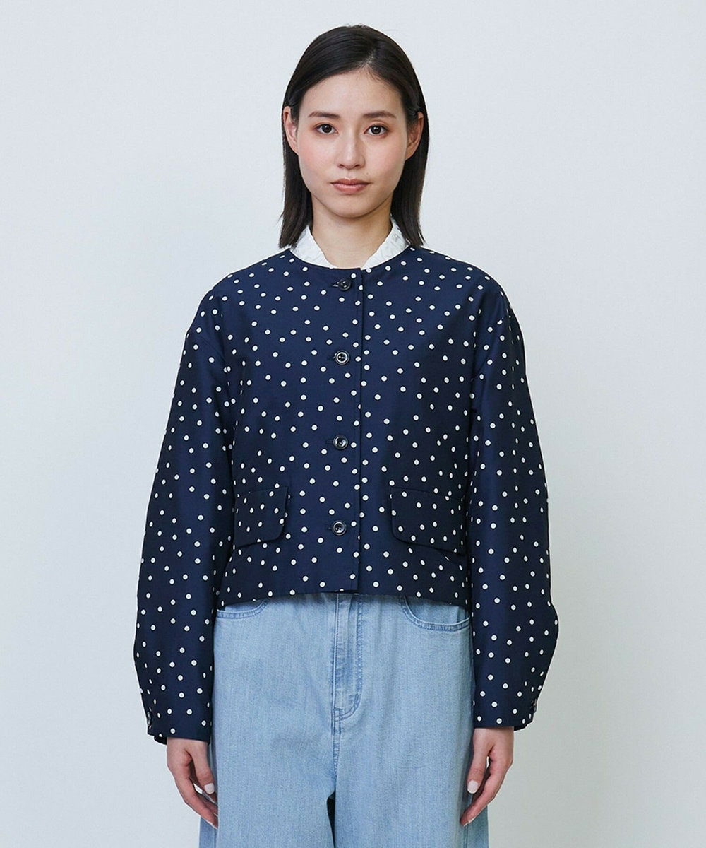 L'EQUIPE ドットジャガードブルゾン ネイビー