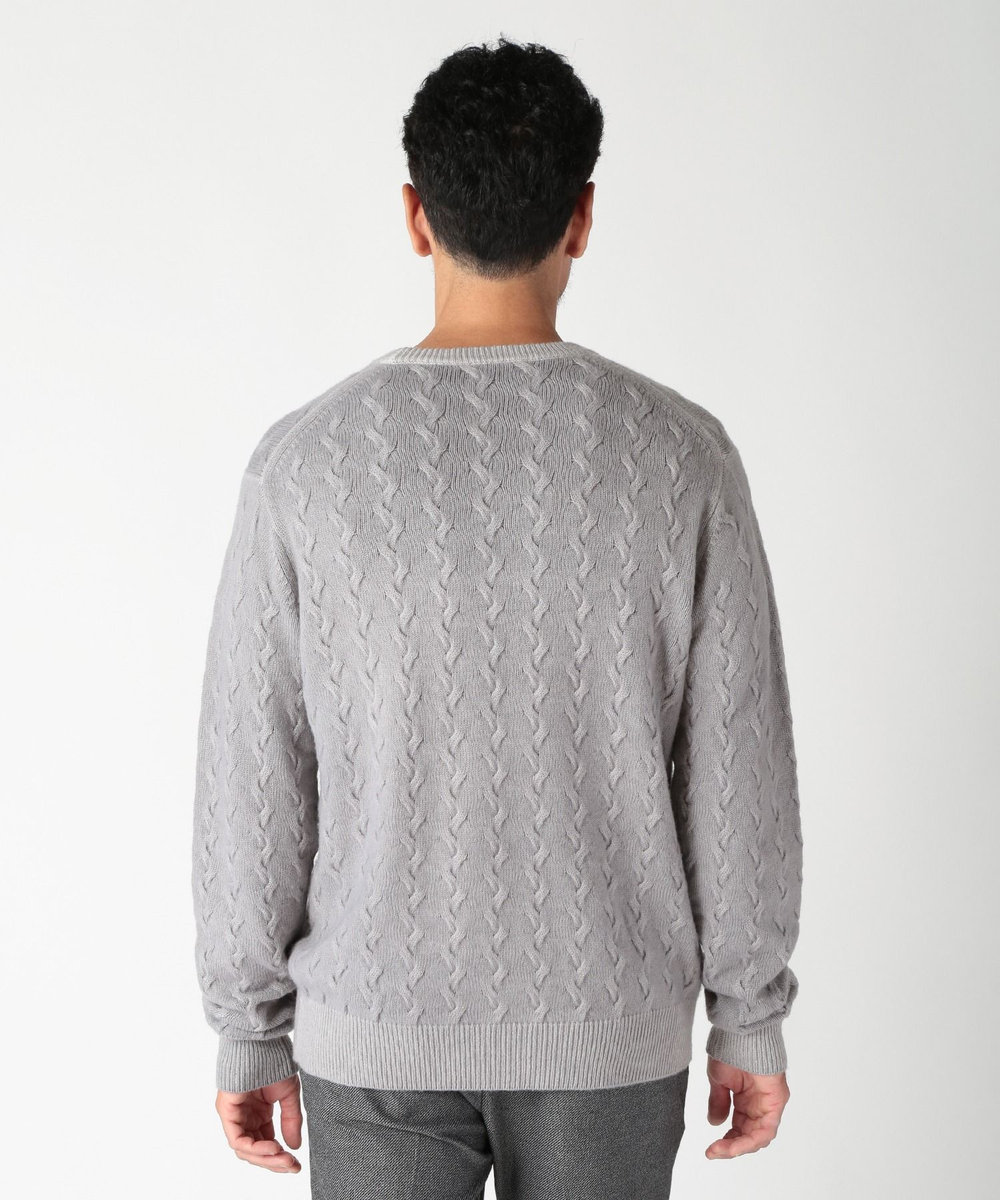 MEN'S BIGI 5G スノー加工ケーブルクルーニット グレー