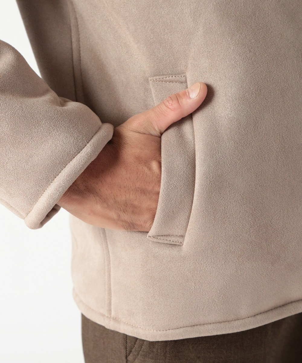MEN'S BIGI テックレザームートンパーカー ベージュ