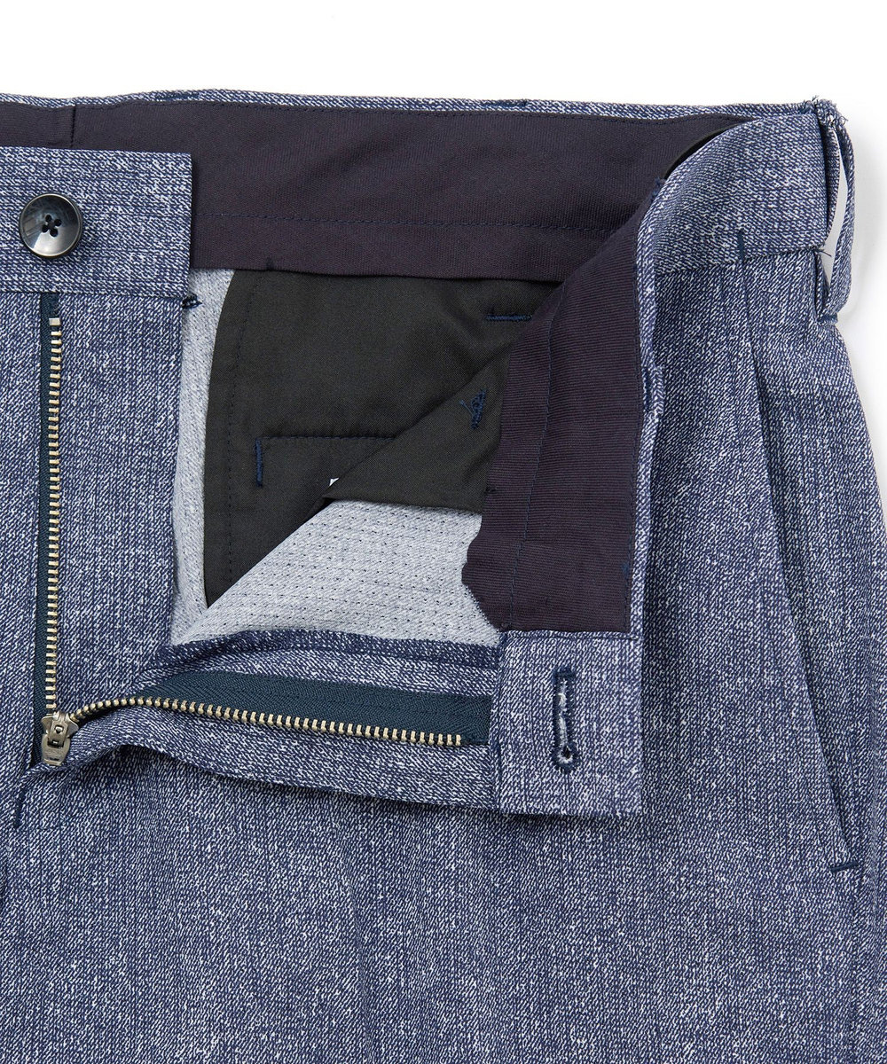 MEN'S BIGI 【ACTIVE TAILOR】Dot Air ヘリンボーン×千鳥格子/デニム柄 セットアップパンツ＜通気性/吸水速乾/ストレッチ＞ ブルー
