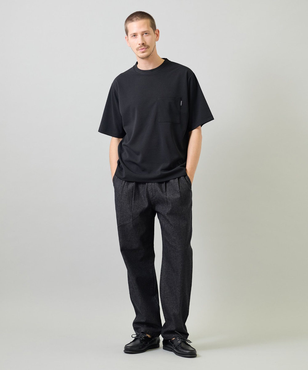UNION STATION 梨地ポンチポケットTシャツ＜ストレッチ・マシンウォッシャブル＞ ブラック