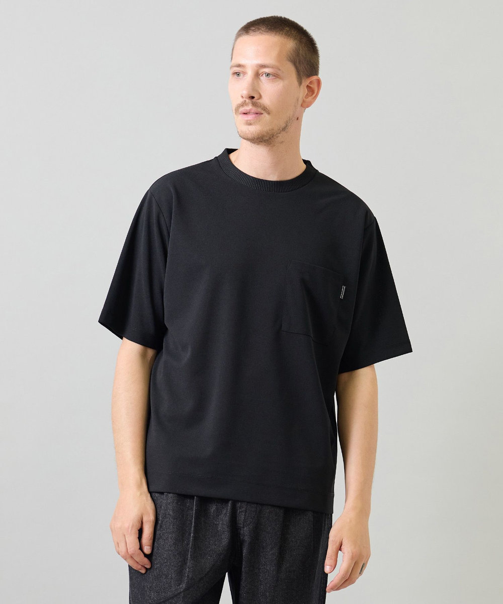 UNION STATION 梨地ポンチポケットTシャツ＜ストレッチ・マシンウォッシャブル＞ ブラック
