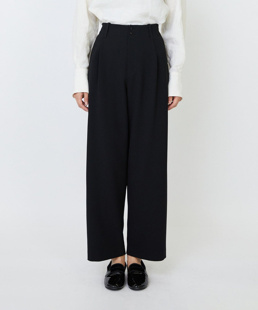 LOISIR エコダブルクロスクロップドパンツ ブラック