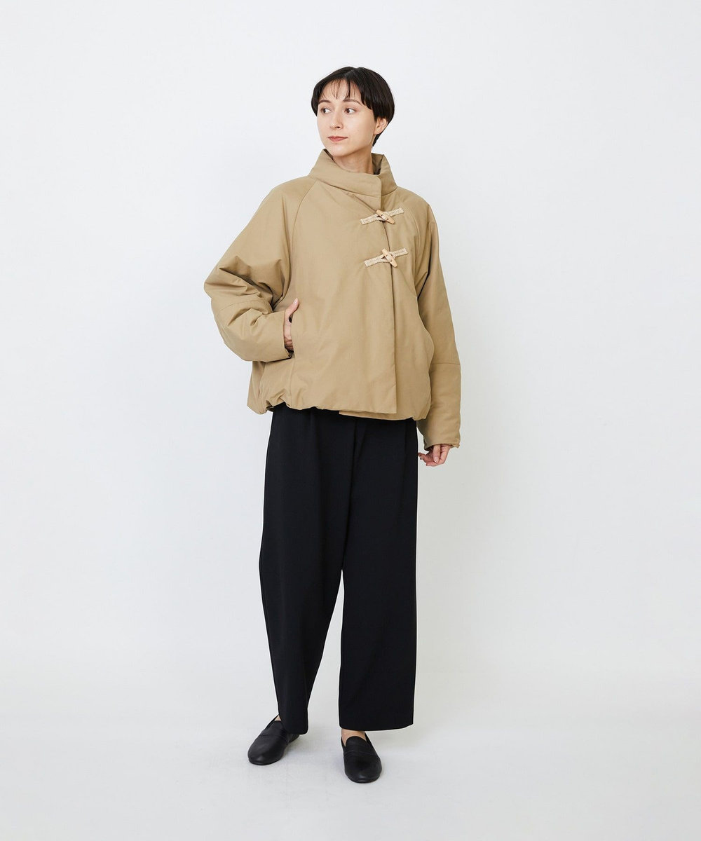 LOISIR エコダブルクロスクロップドパンツ ブラック