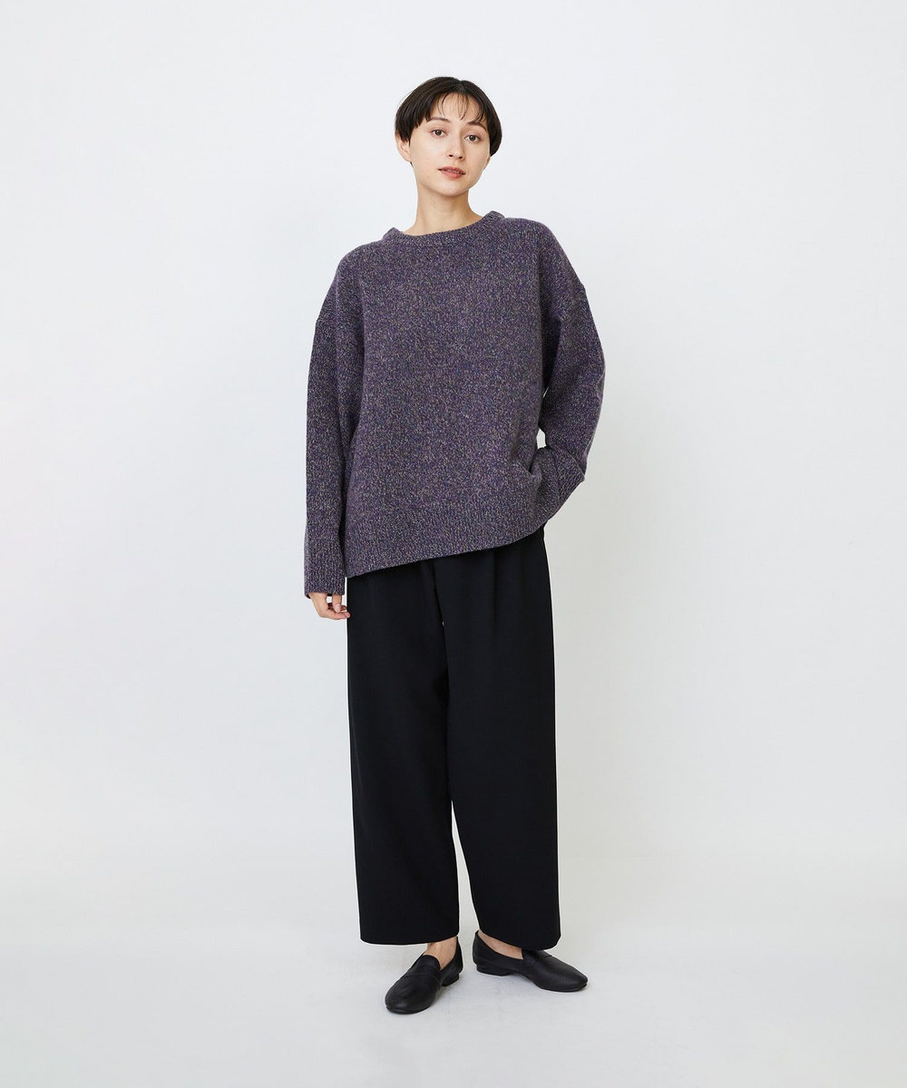 LOISIR エコダブルクロスクロップドパンツ ブラック