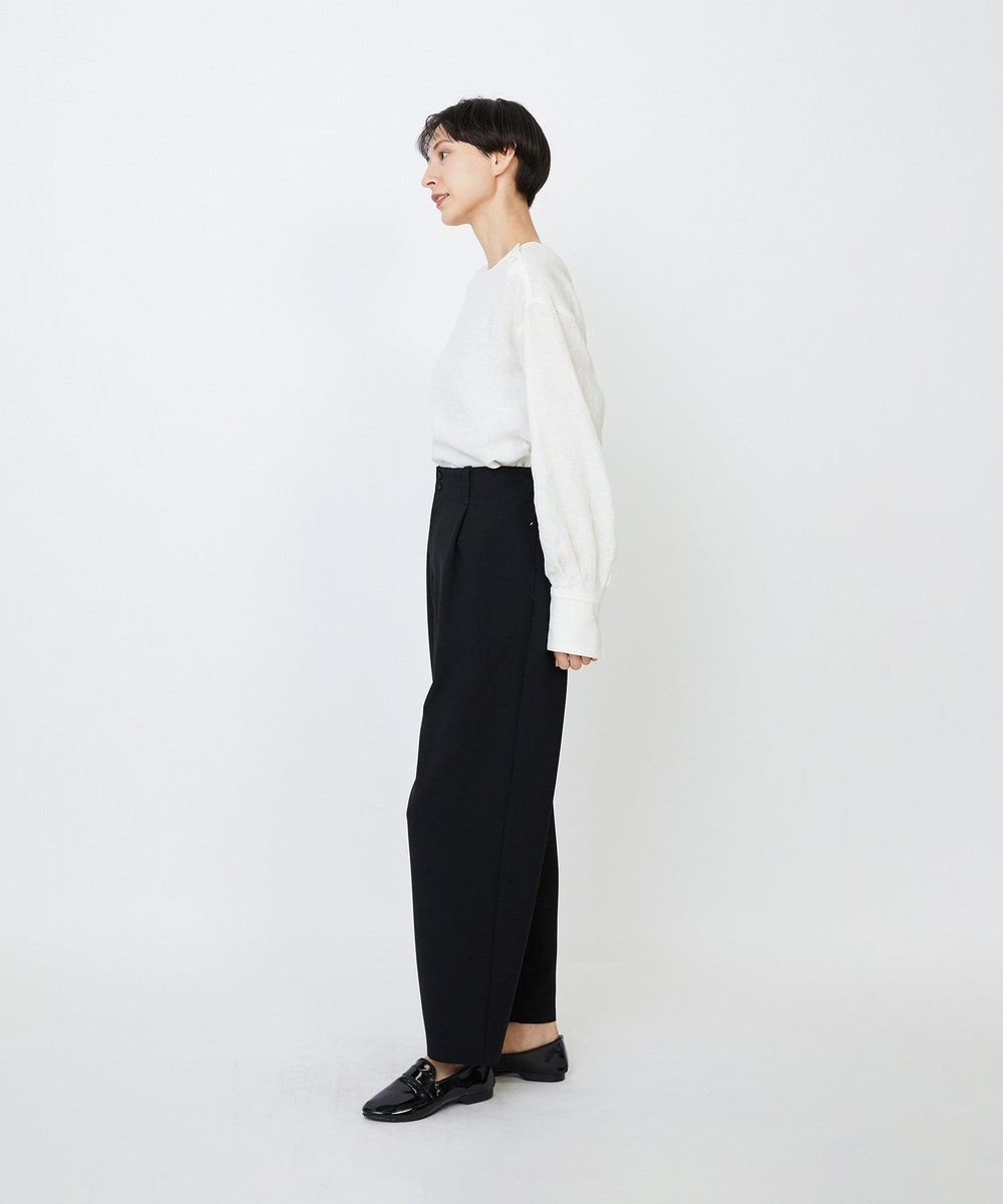 LOISIR エコダブルクロスクロップドパンツ ブラック