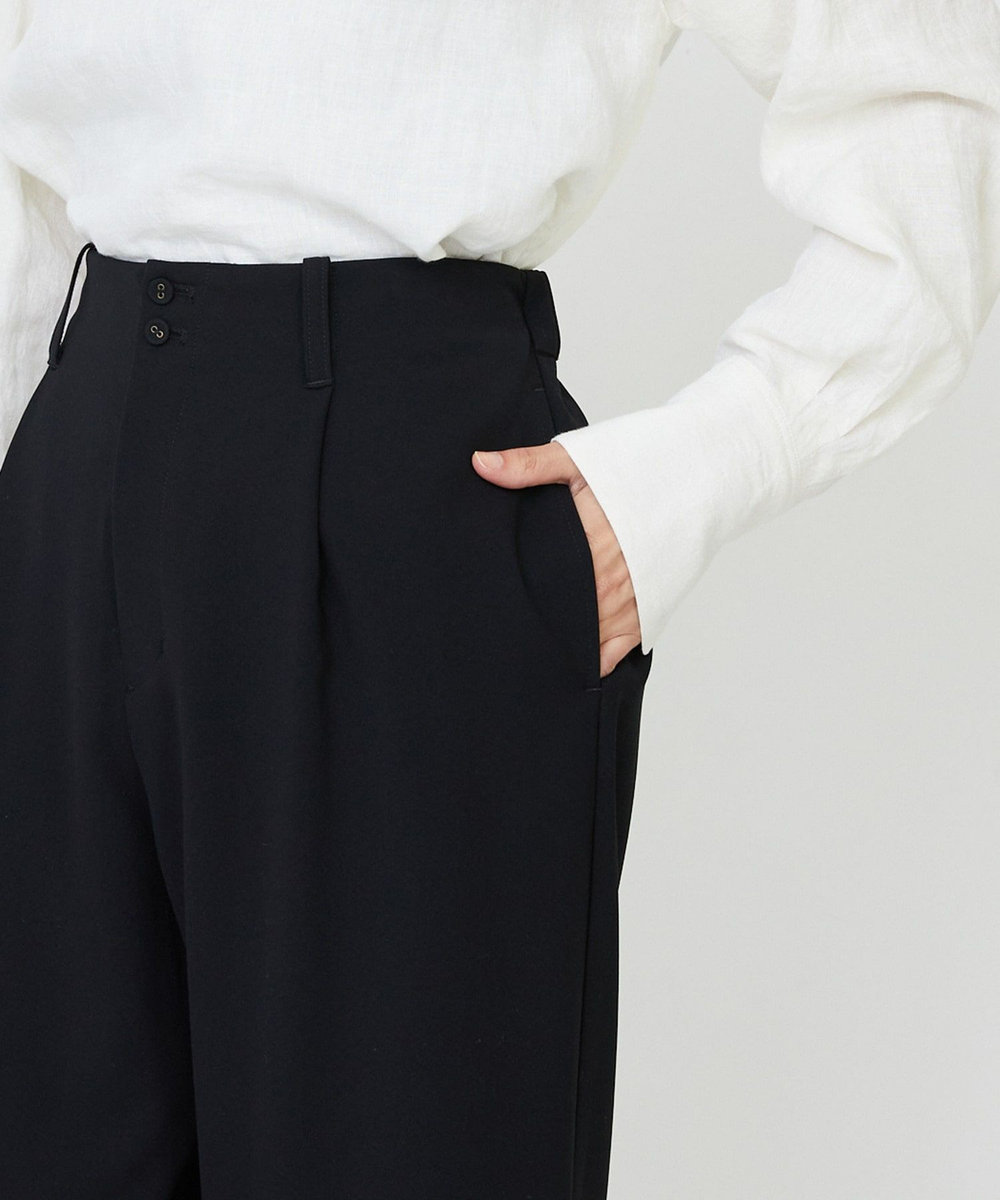 LOISIR エコダブルクロスクロップドパンツ ブラック