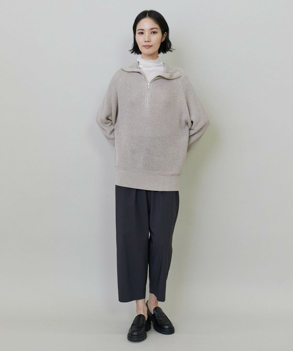 L'EQUIPE ビスコースストレッチカーブパンツ チャコールグレー
