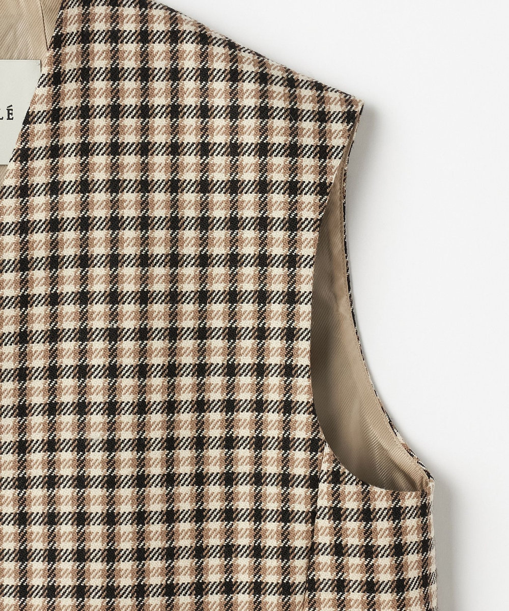 DÉPAREILLÉ WOOL CHECK GILET / ウールチェックジレ ブラウン系その他