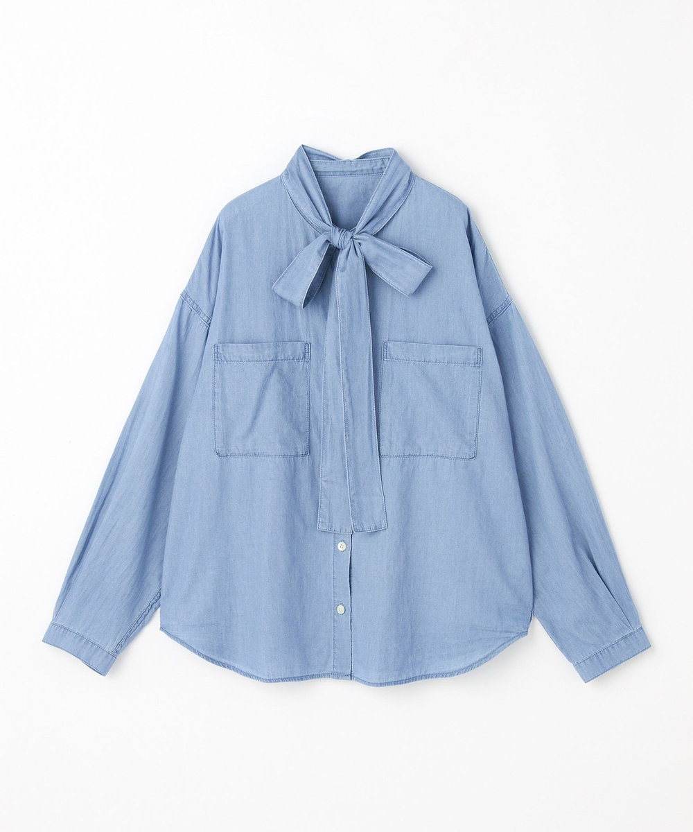 feerique feerique 3OZデニムボウタイブラウス サックスブルー