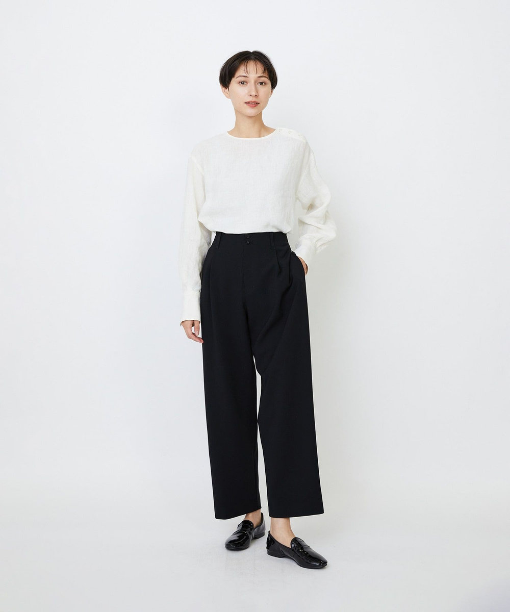 LOISIR エコダブルクロスクロップドパンツ ブラック