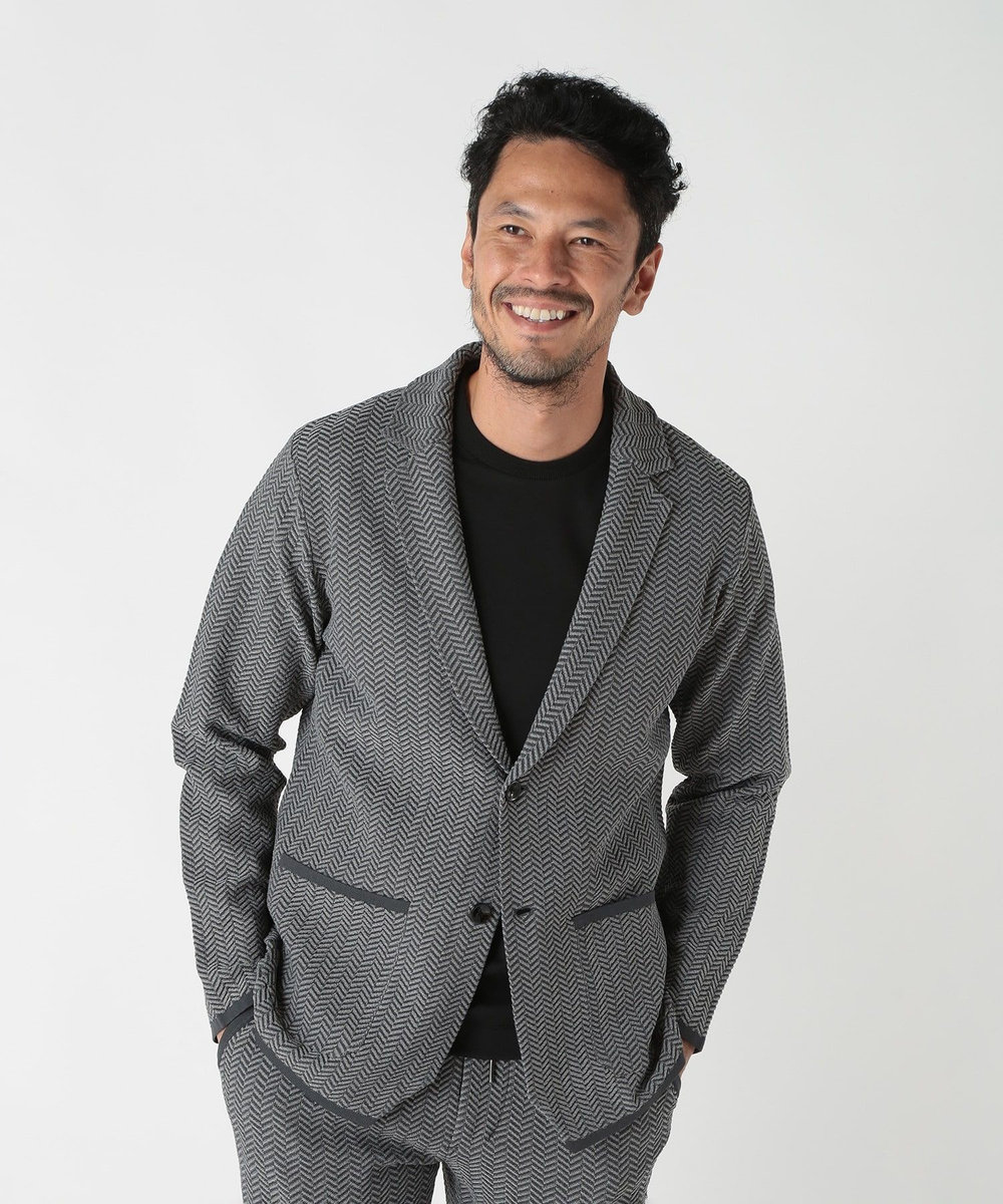 MEN'S BIGI 【ACTIVE TAILOR】ヘリンボーンニットジャケット グレー