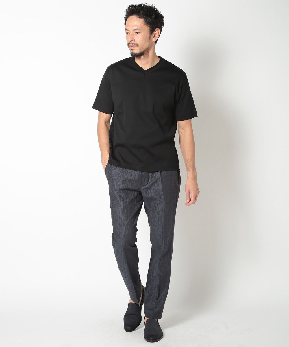MEN'S BIGI 60/2マーセライズジャージVネックTEE ブラック