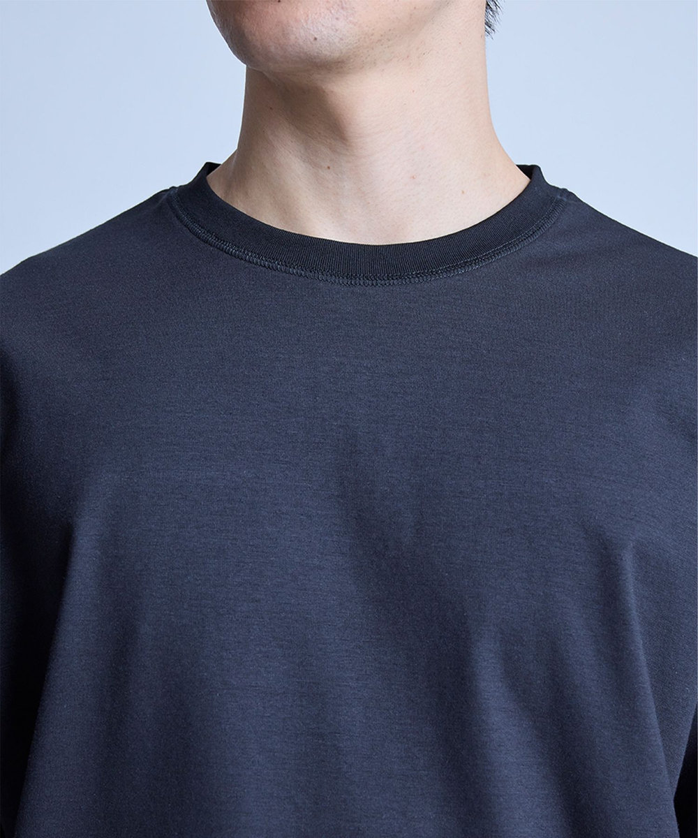 UNION STATION シルケットポンチリブコンビTシャツ＜ストレッチ・マシンウォッシャブル・接触冷感＞ ブラック