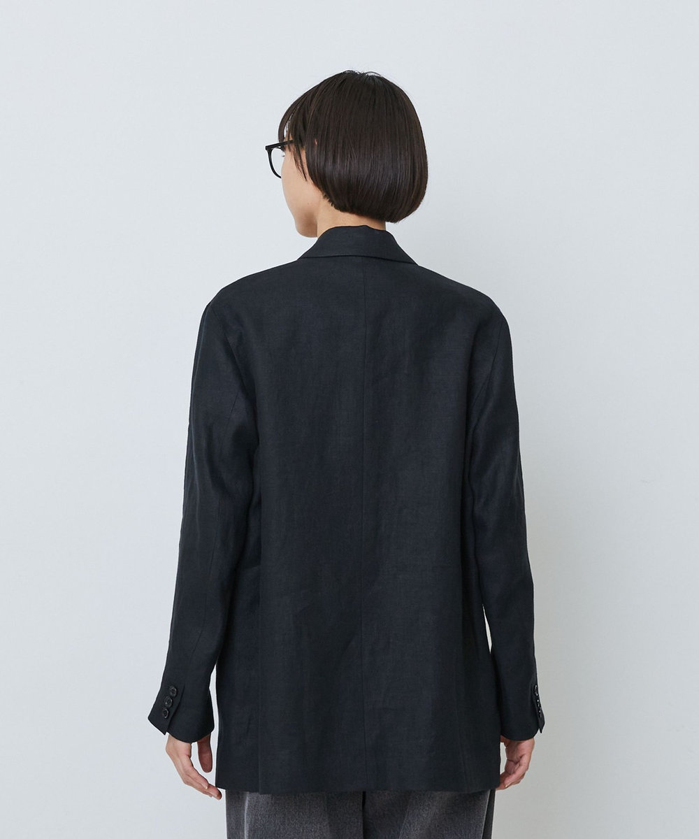 LOISIR 【セットアップ対応】リネンツイルダブルブレストジャケット ブラック