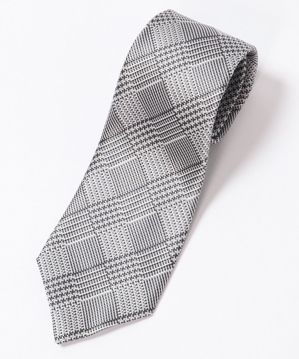 MEN'S BIGI 小剣クレリック配色チェック/千鳥柄タイ グレー