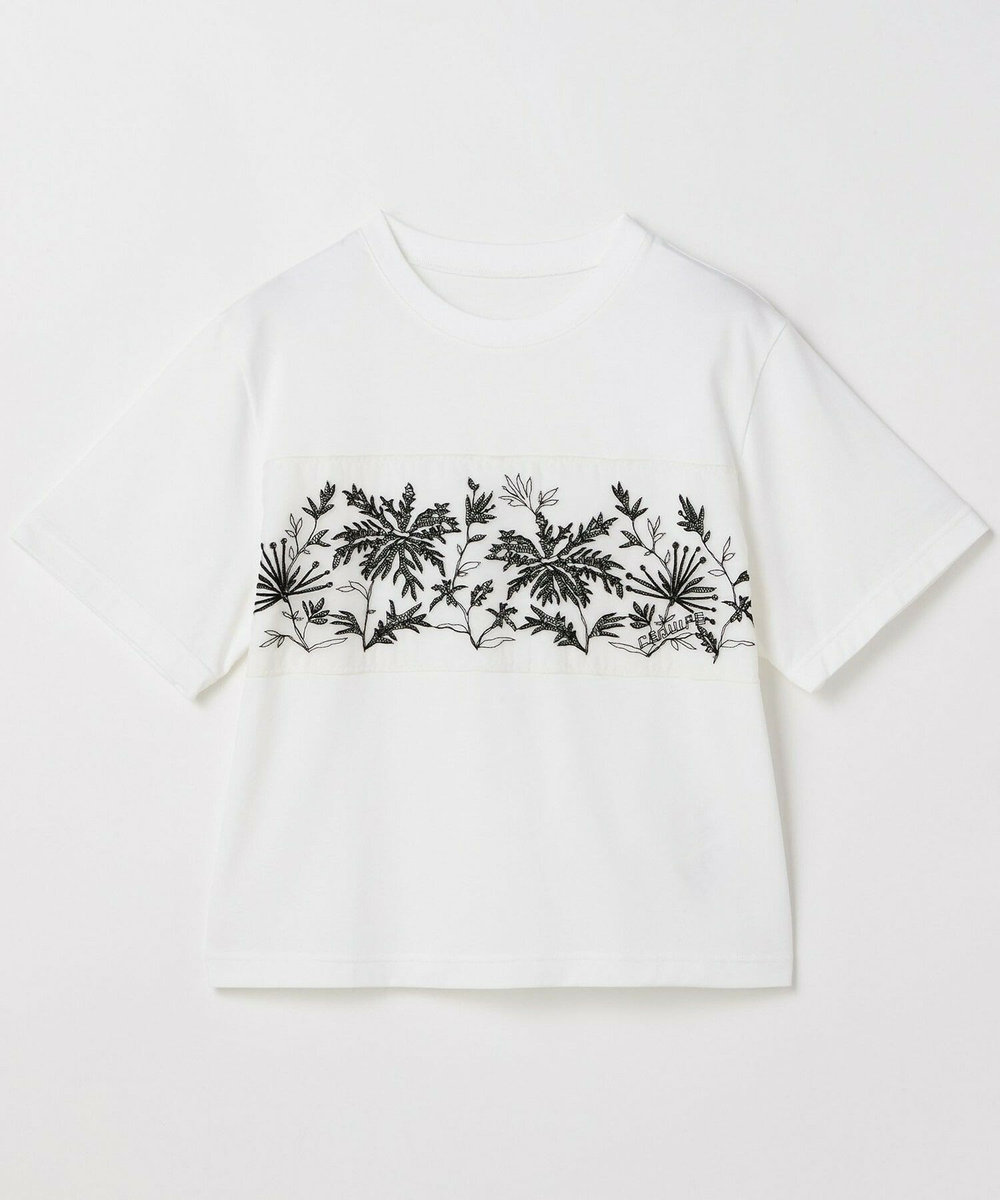 L'EQUIPE オーガンジー刺繍Tシャツ ホワイト