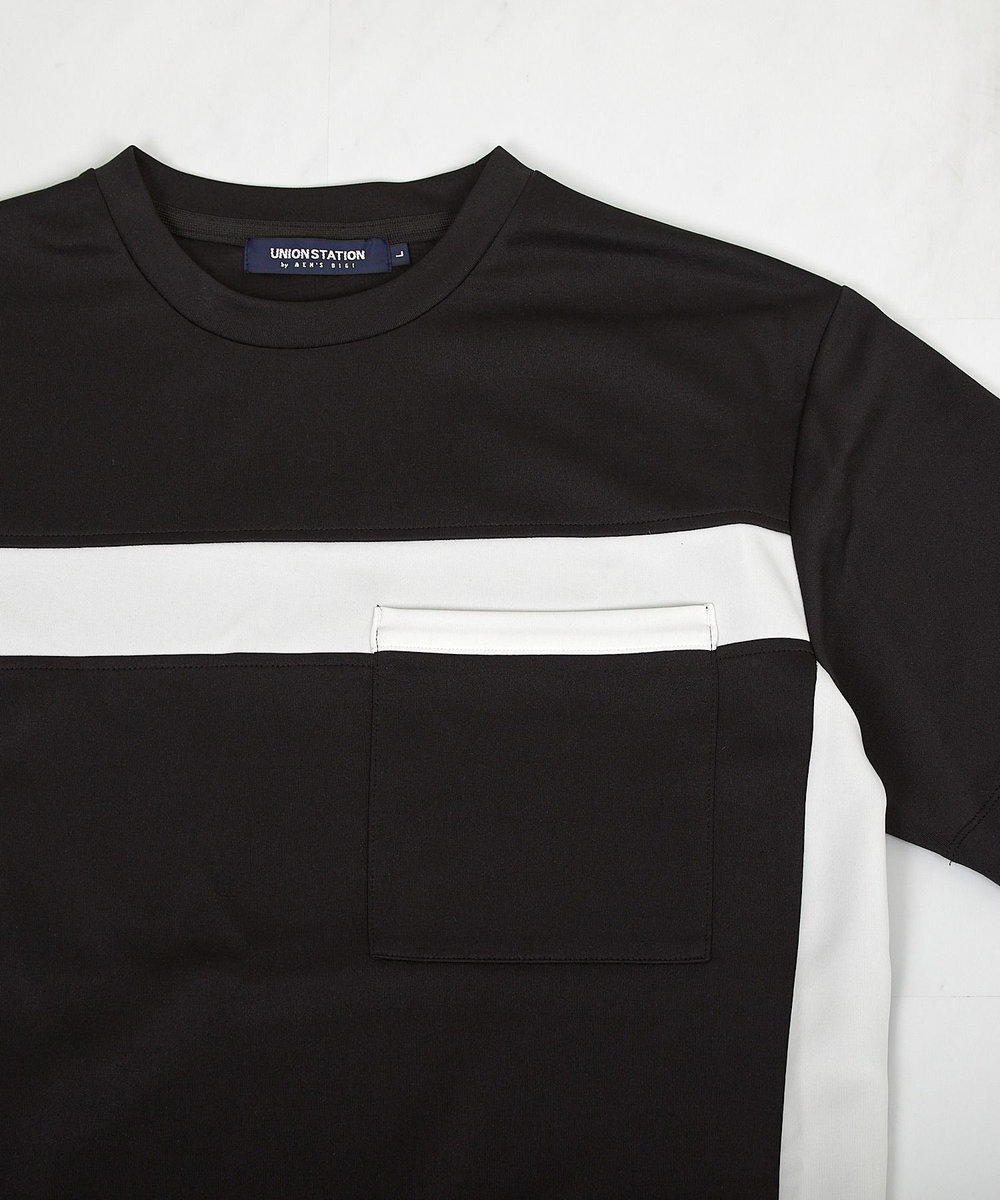 UNION STATION 【接触冷感】キシリトールパネル切り替えポンチTシャツ ブラック