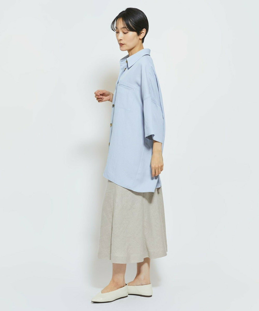 MOGA Collection MOGA Collection アセテートギャバシャツブルゾン サックスブルー