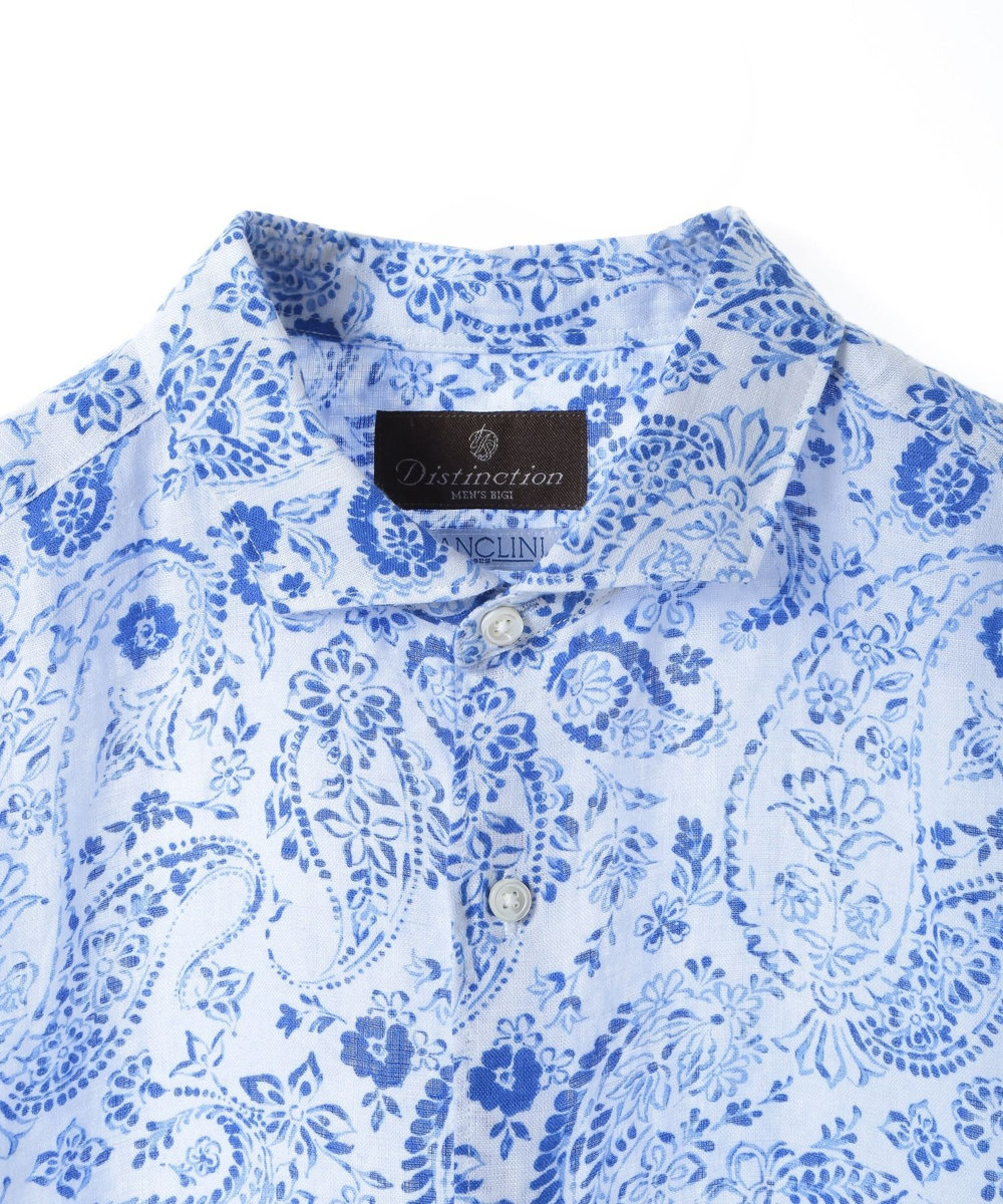 MEN'S BIGI 【CANCLINI/カンクリーニ】プリントショートポイントシャツ ホワイト