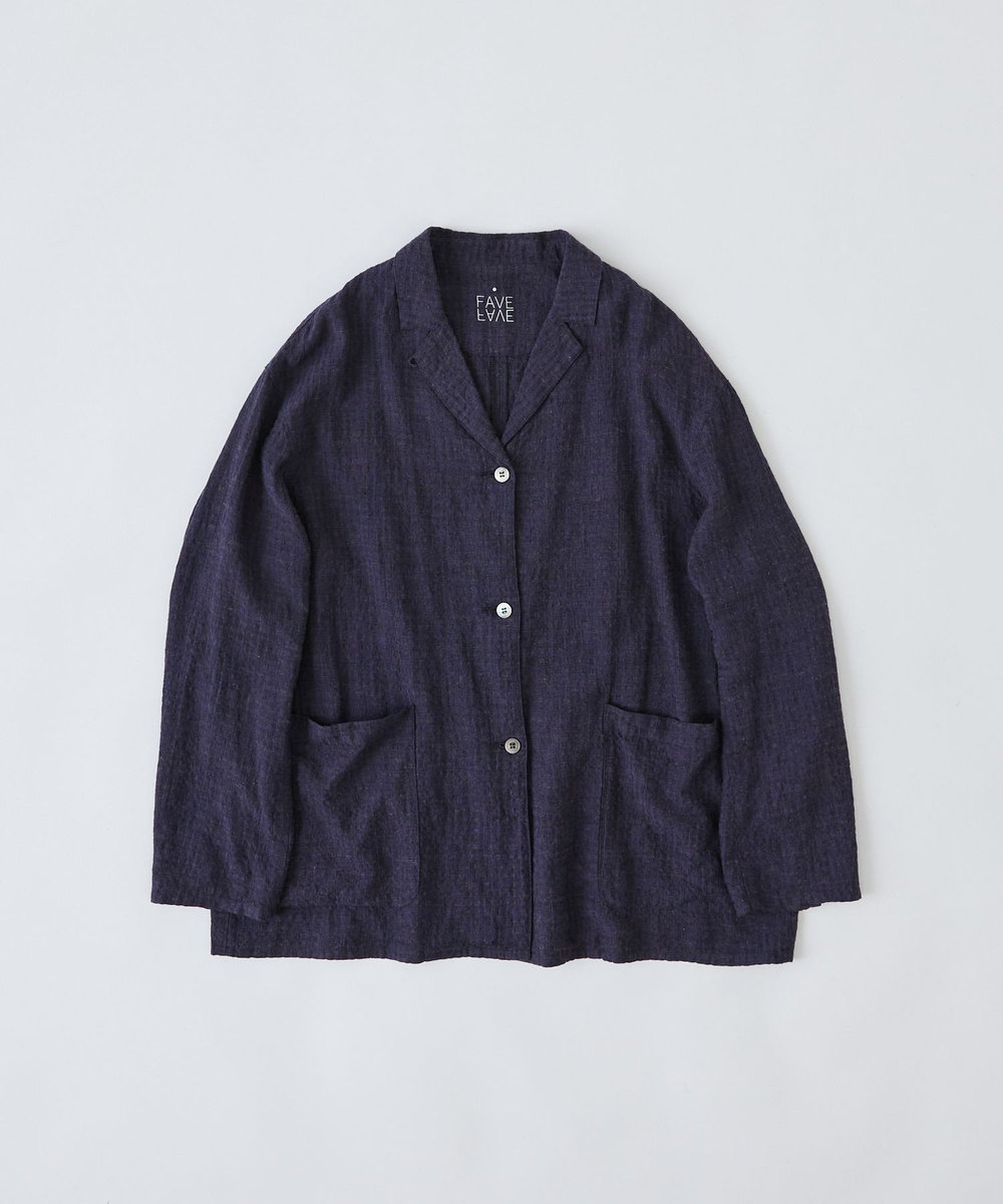 congés payés ADIEU TRISTESSE 【FAVE】シャーリングシャツジャケット ネイビー
