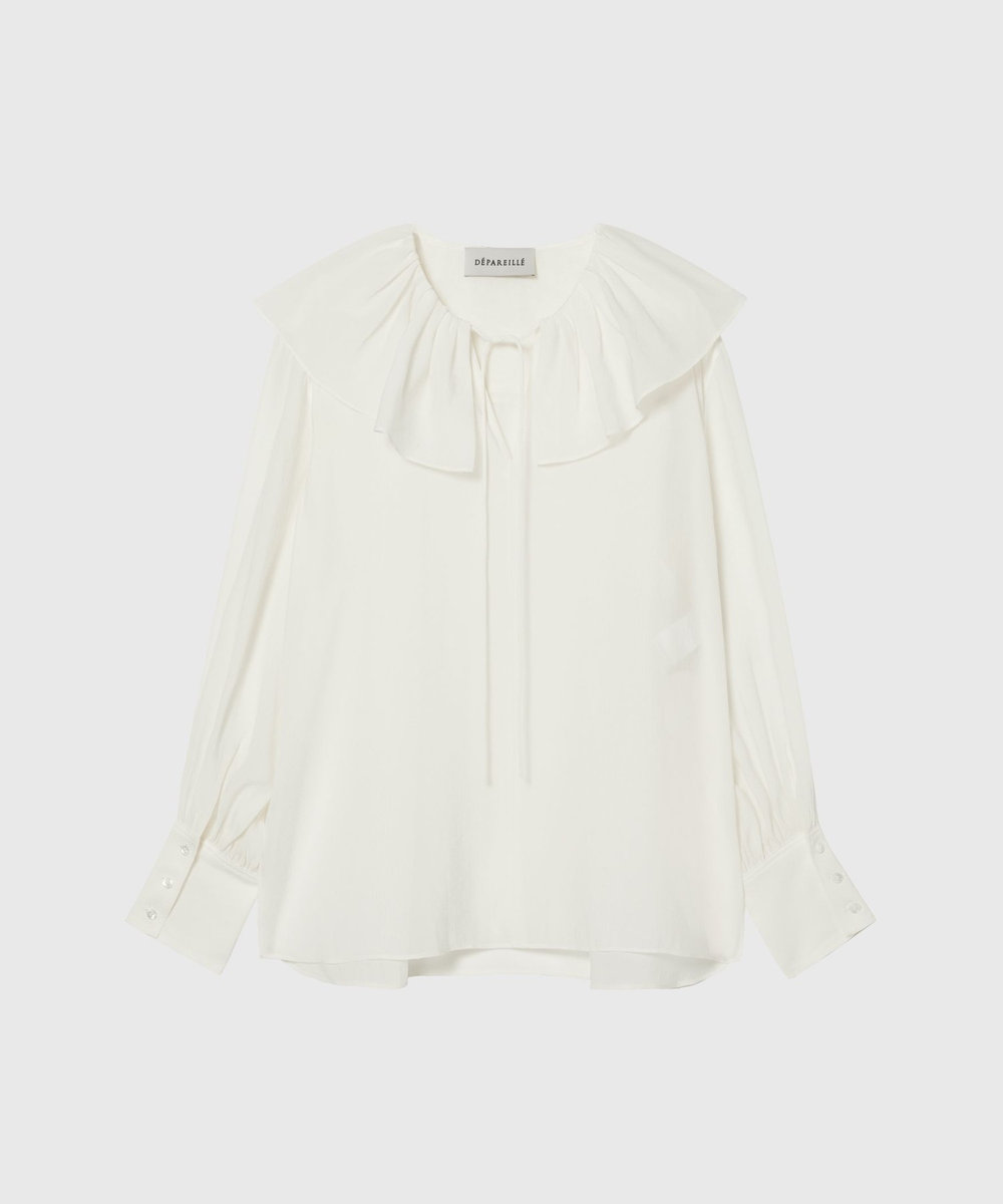 DÉPAREILLÉ SILKY RUFFLE BLOUSE / シルキーラッフルブラウス オフホワイト