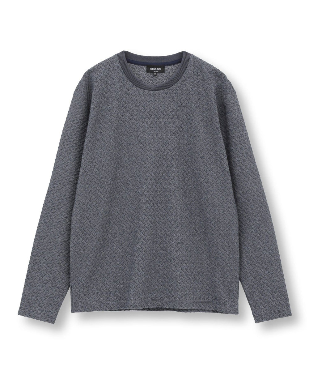 MEN'S BIGI シャーリングジャカードロングスリーブTシャツ ネイビー