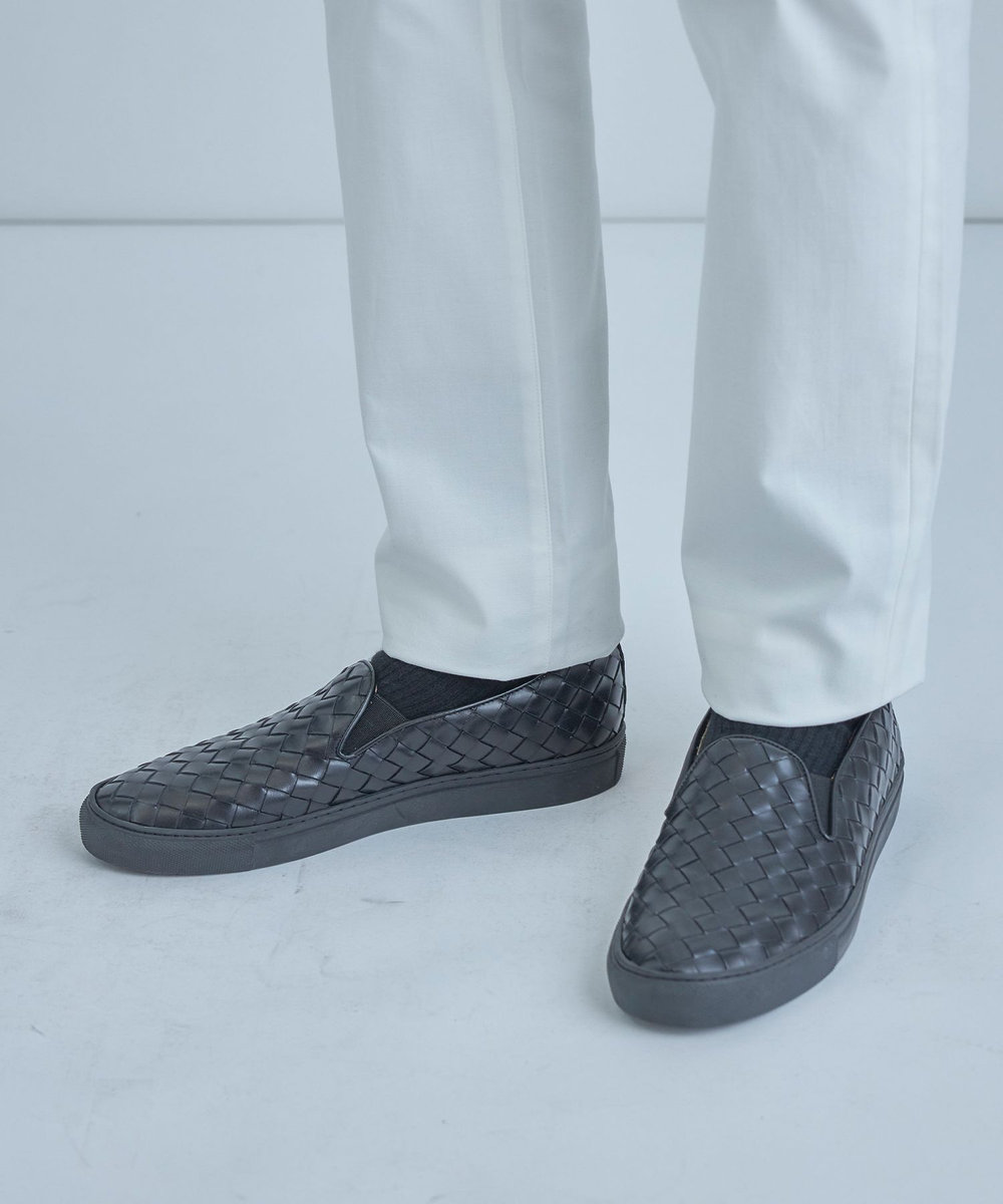MEN'S BIGI イントレチャートレザースニーカー ブラック