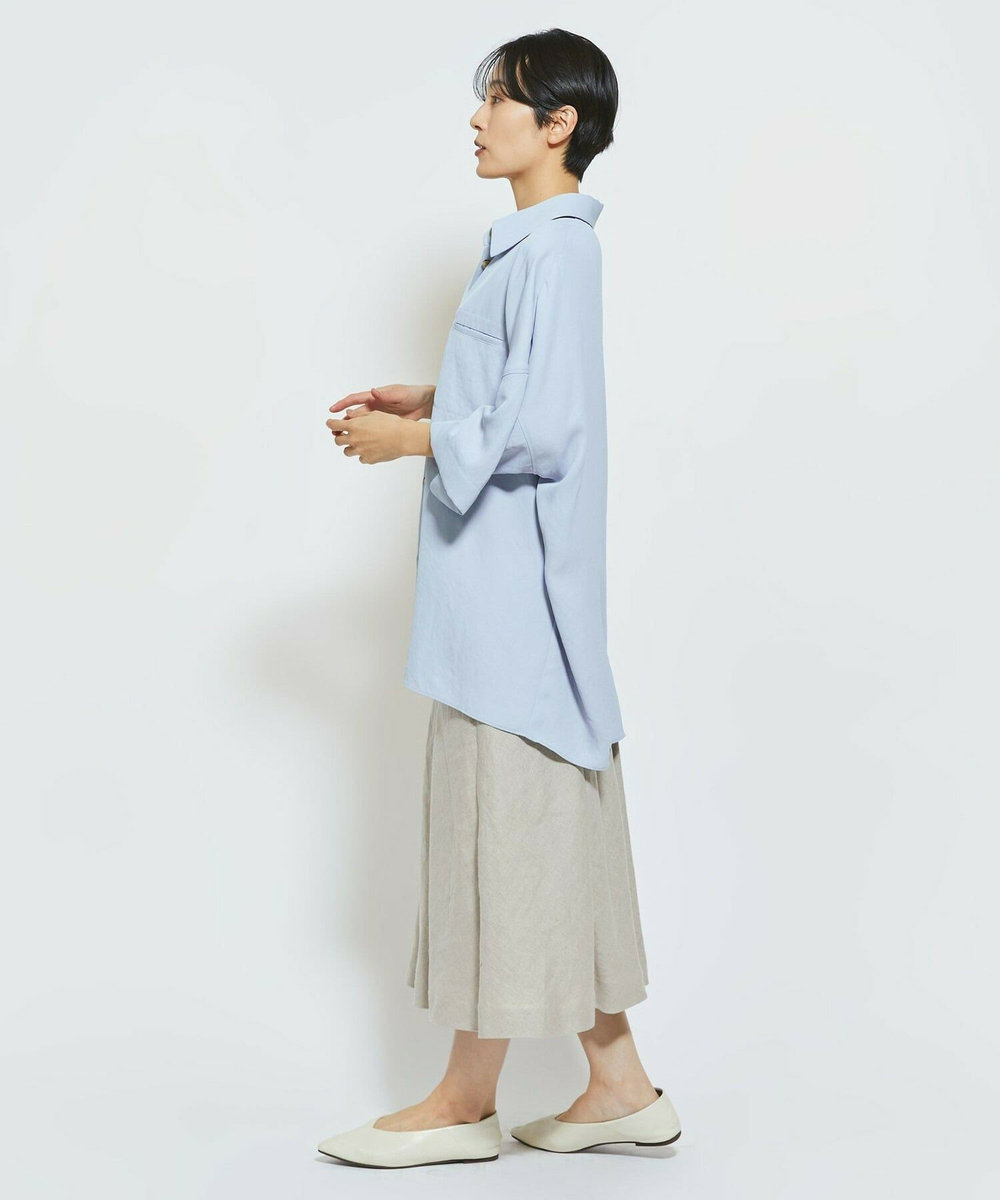 MOGA Collection MOGA Collection アセテートギャバシャツブルゾン サックスブルー