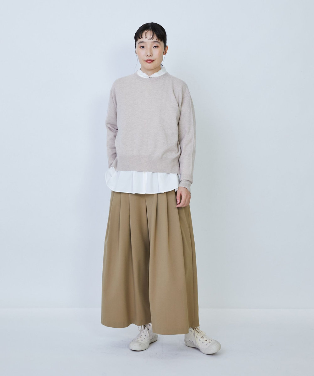 LOISIR ウール天竺ストール付きプルオーバー ベージュ
