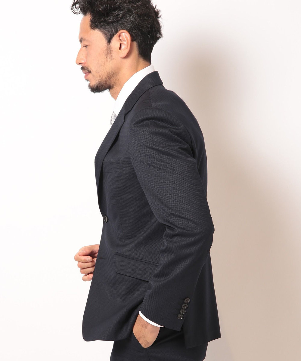 MEN'S BIGI シェブロンジャカードスーツセットアップ＜同素材ベストあり＞ ネイビー