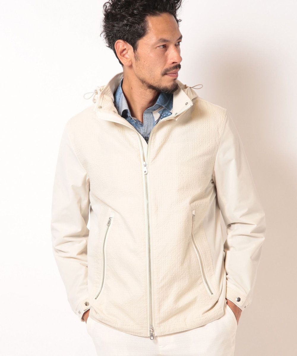 MEN'S BIGI シャドーチェックドビーコンビブルゾン ベージュ