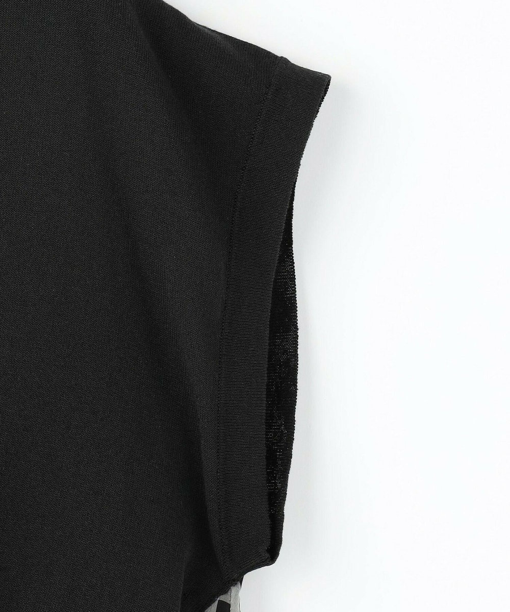 feerique feerique ニット×シアーチェックドッキングワンピース ブラック