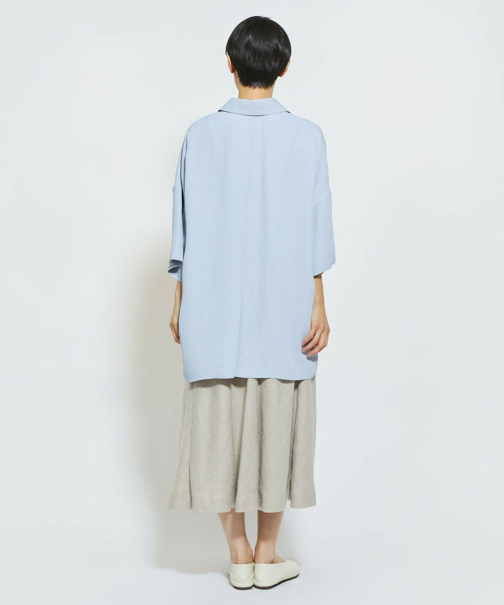 MOGA Collection MOGA Collection アセテートギャバシャツブルゾン サックスブルー