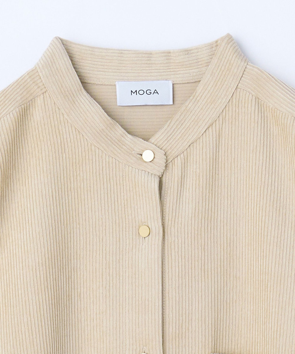 MOGA ウールレーヨンコールバンドカラーブラウス ベージュ