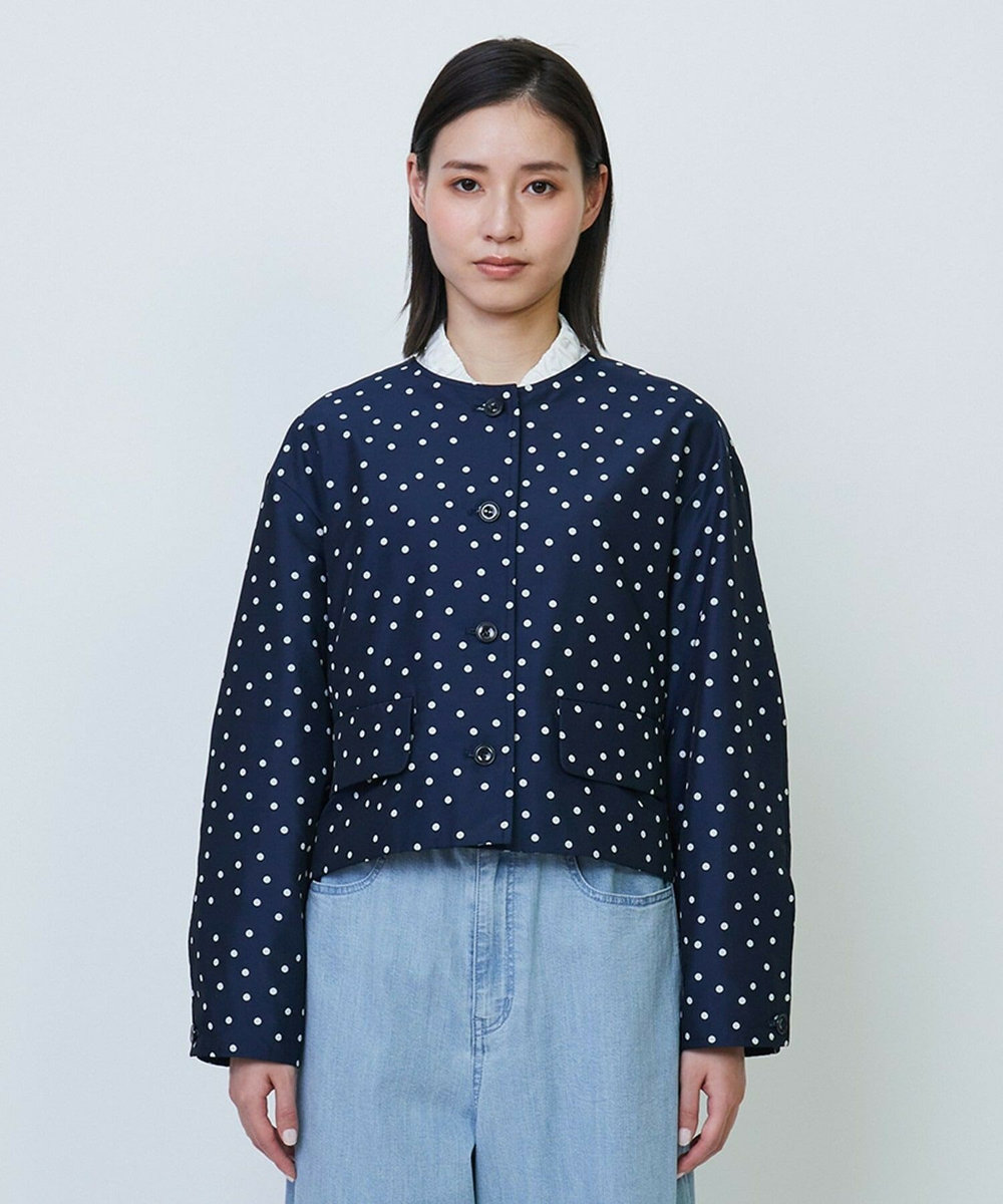 L'EQUIPE ドットジャガードブルゾン ネイビー