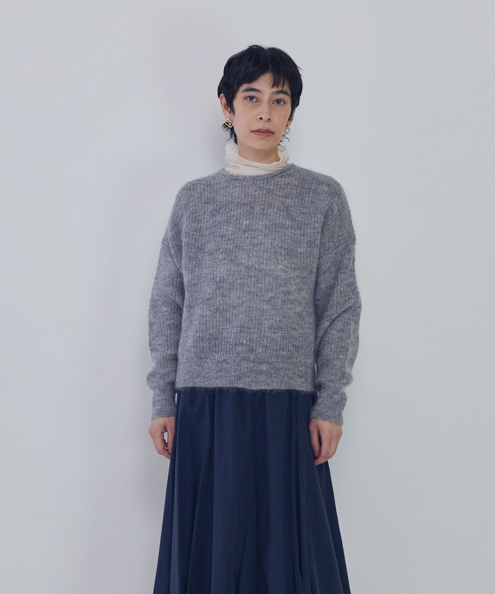 1er Arrondissement ウールモヘア畦ニットプルオーバー シルバー