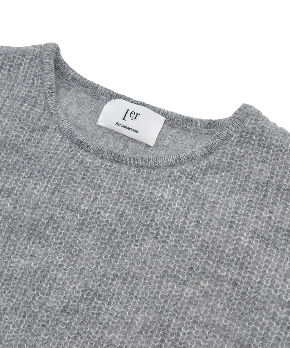 1er Arrondissement ウールモヘア畦ニットプルオーバー シルバー