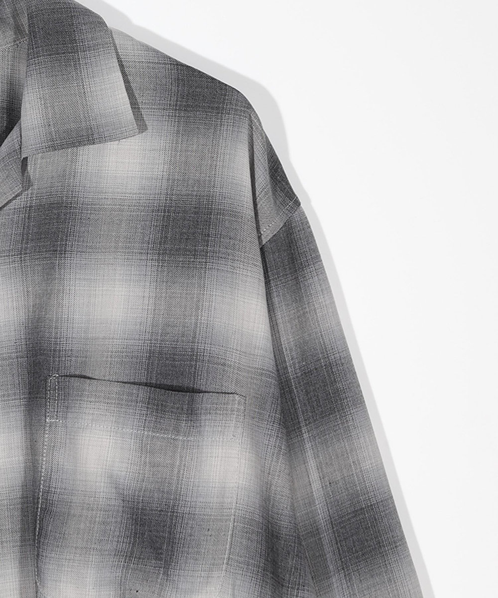 MEN'S BIGI オンブレーチェックヴィンテージ調シャツ ブラック