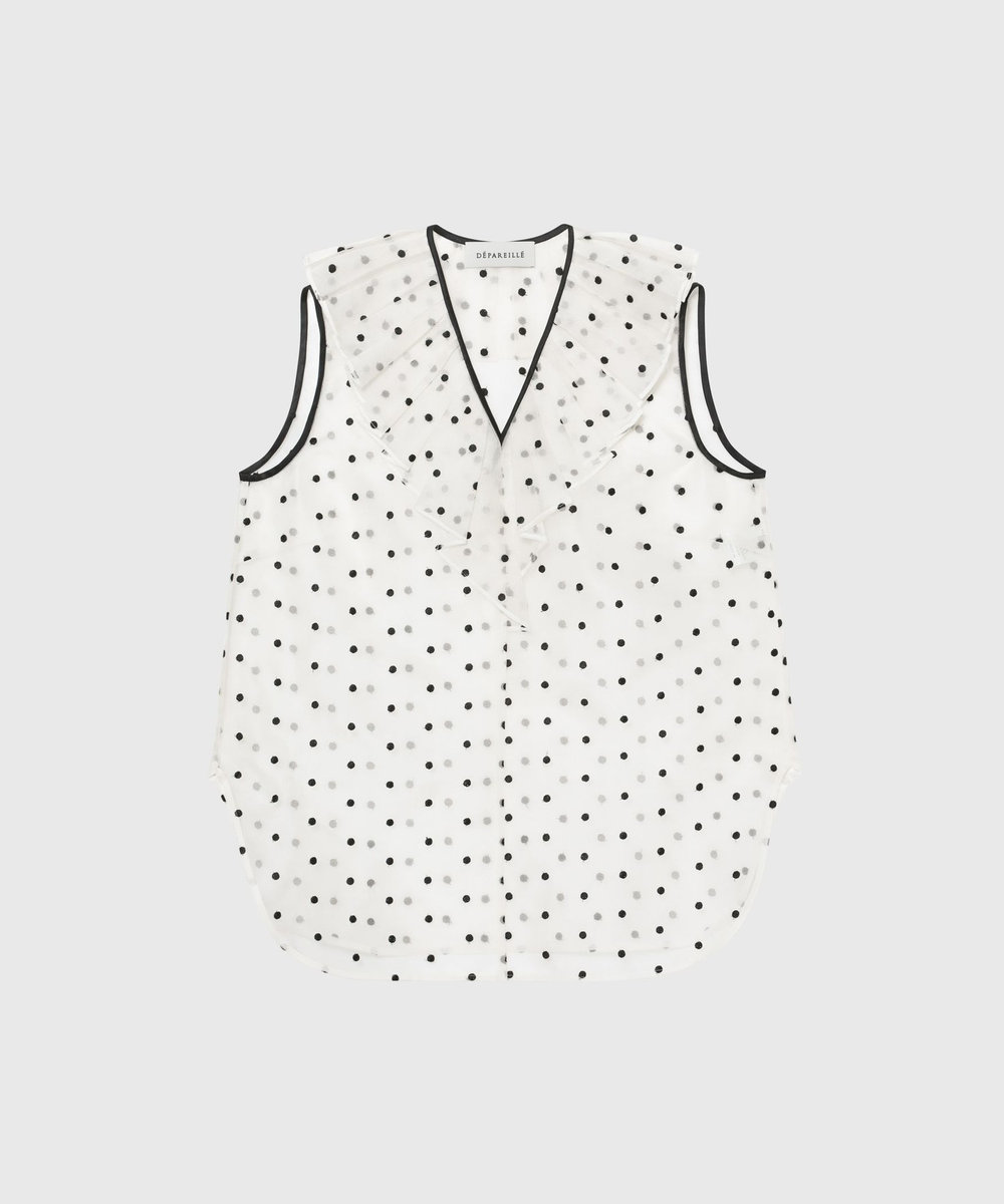 DÉPAREILLÉ DOT ORGANDY SLEEVELESS BLOUSE / ドットオーガンジースリーブレスブラウス オフホワイト