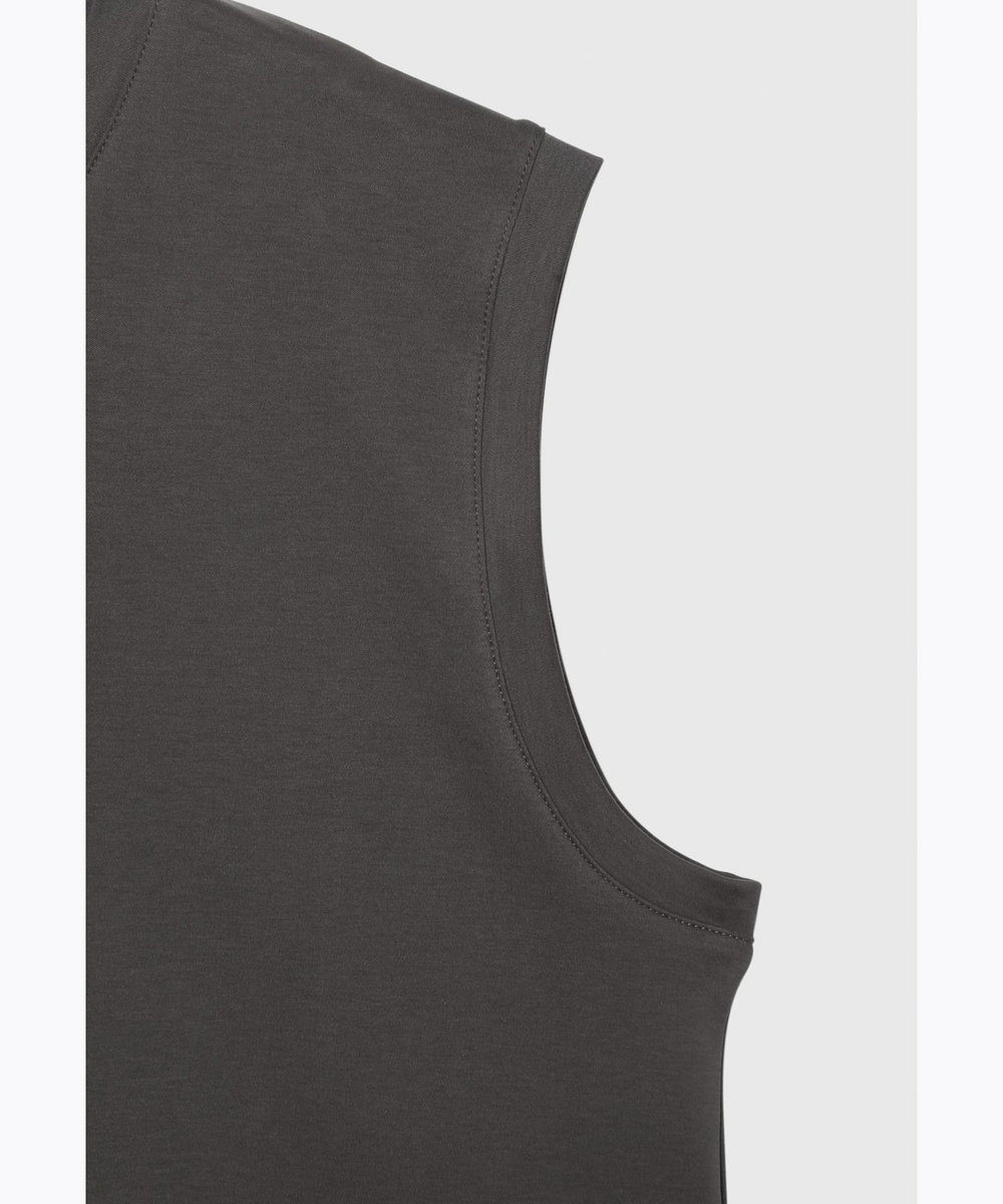 DÉPAREILLÉ LOTUS NO SLEEVE CUT AND SEWN / ロータスノースリーブカットソー チャコールグレー