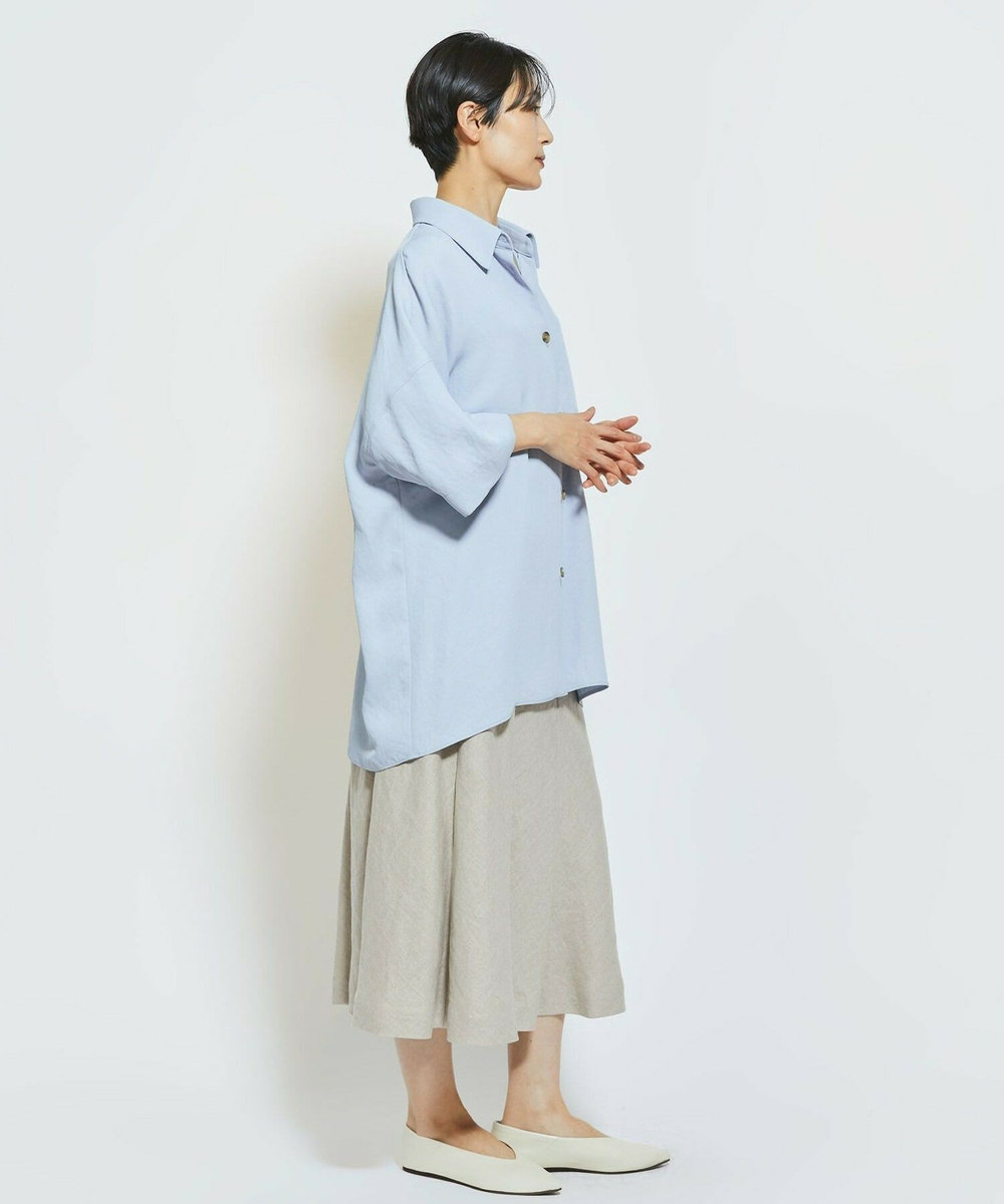 MOGA Collection MOGA Collection アセテートギャバシャツブルゾン サックスブルー