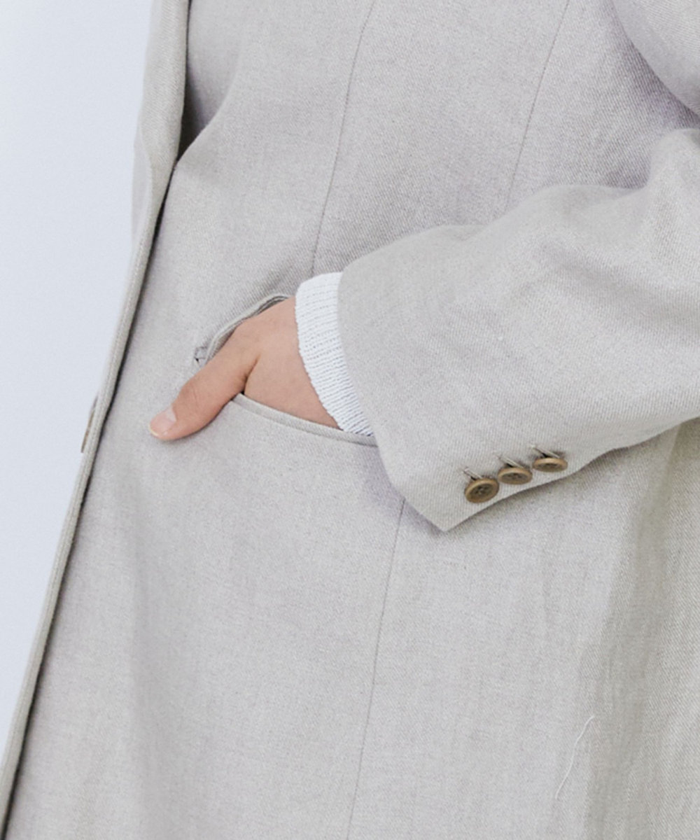 LOISIR 【セットアップ対応】リネンツイルダブルブレストジャケット キナリ