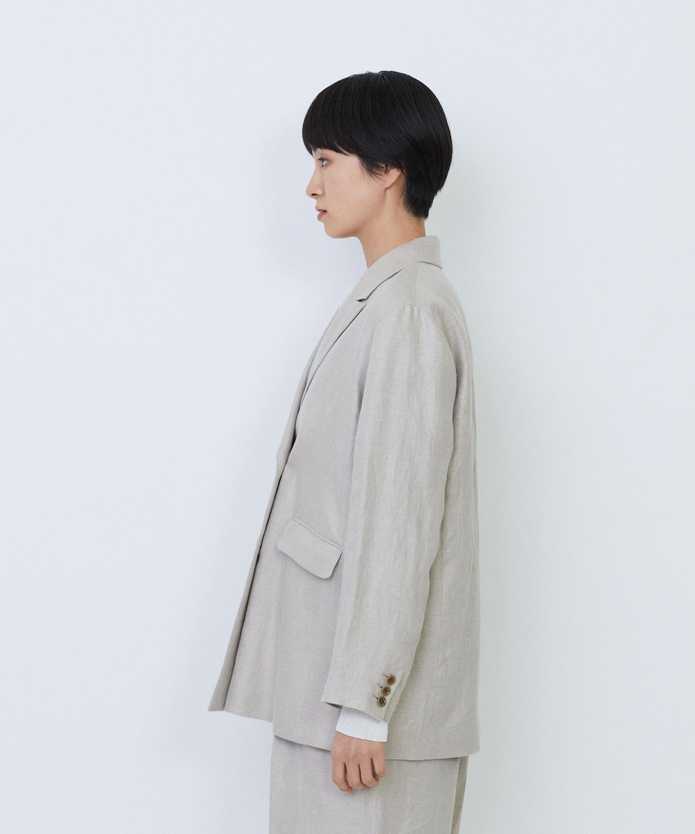 LOISIR 【セットアップ対応】リネンツイルダブルブレストジャケット キナリ