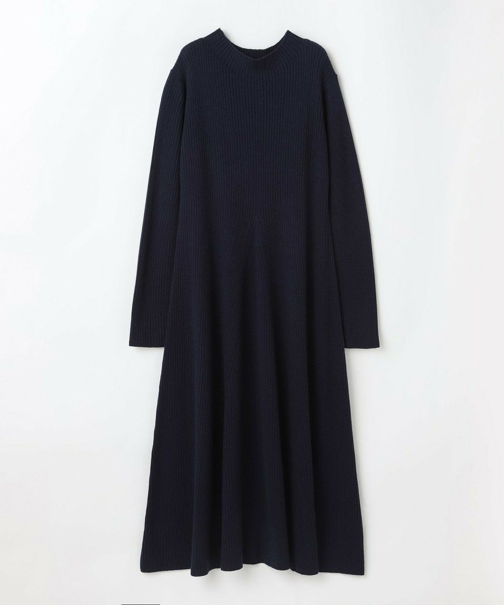 MOGA Lサイズ（大きいサイズ） 【大きいサイズ】SEMI梳毛リブニットワンピース ネイビー