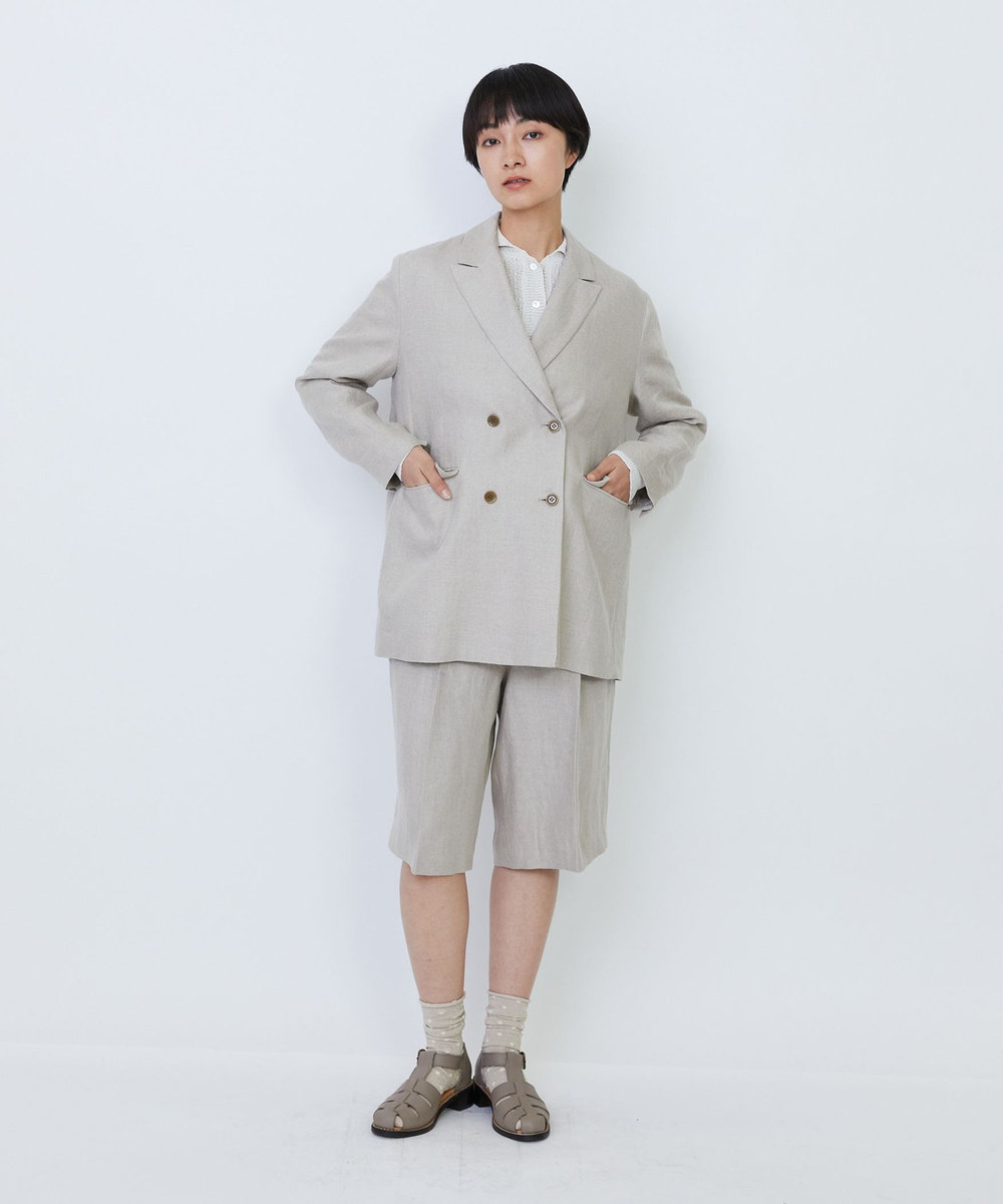 LOISIR 【セットアップ対応】リネンツイルダブルブレストジャケット キナリ