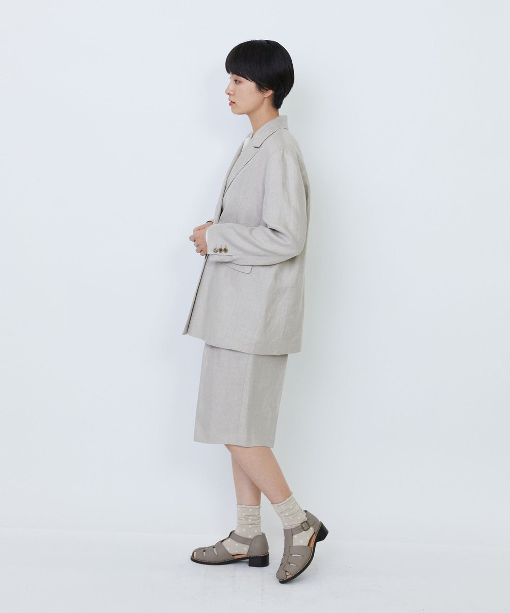 LOISIR 【セットアップ対応】リネンツイルダブルブレストジャケット キナリ