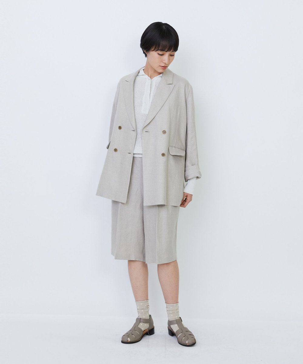 LOISIR 【セットアップ対応】リネンツイルダブルブレストジャケット キナリ