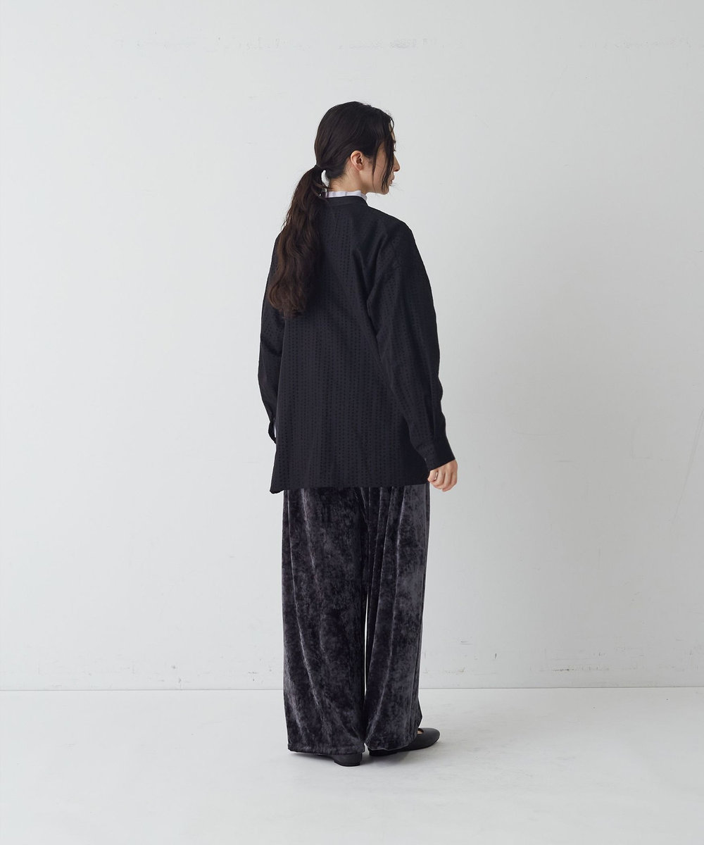 congés payés ADIEU TRISTESSE ラインドットフロッキープリントブラウス ブラック